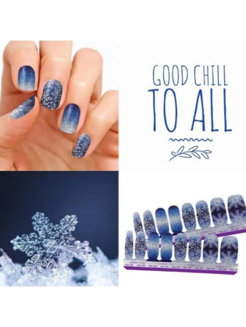 Good Chill to All Retired HTF Color Street Nail Ice Blue Snowflakes Glitter